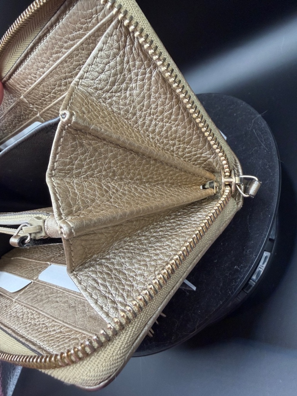 GUCCI Gold Bamboo Leather Continental Wallet Converted with Gold Chain - Picture 9 of 13